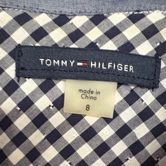 Tommy Hilfiger Navy and White Gingham mini Dress | 100% cotton summer spring - Picture 2 of 6